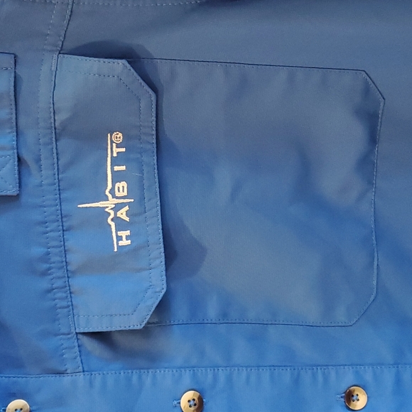 Habit Solar Factor SPF Vented Fishing Outdoor Hiking Shirt Size M Blue - Picture 2 of 6
